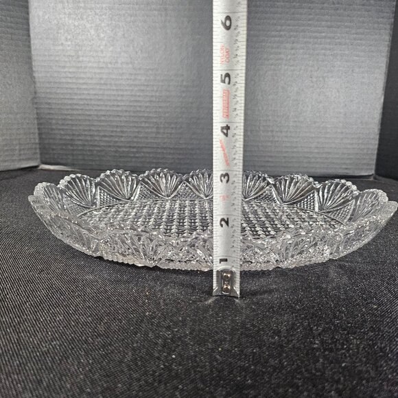 Mikasa Crystal Oval Serving Platter In "Georgian Cut" Pattern With Fan Sawtooth - Picture 9 of 10